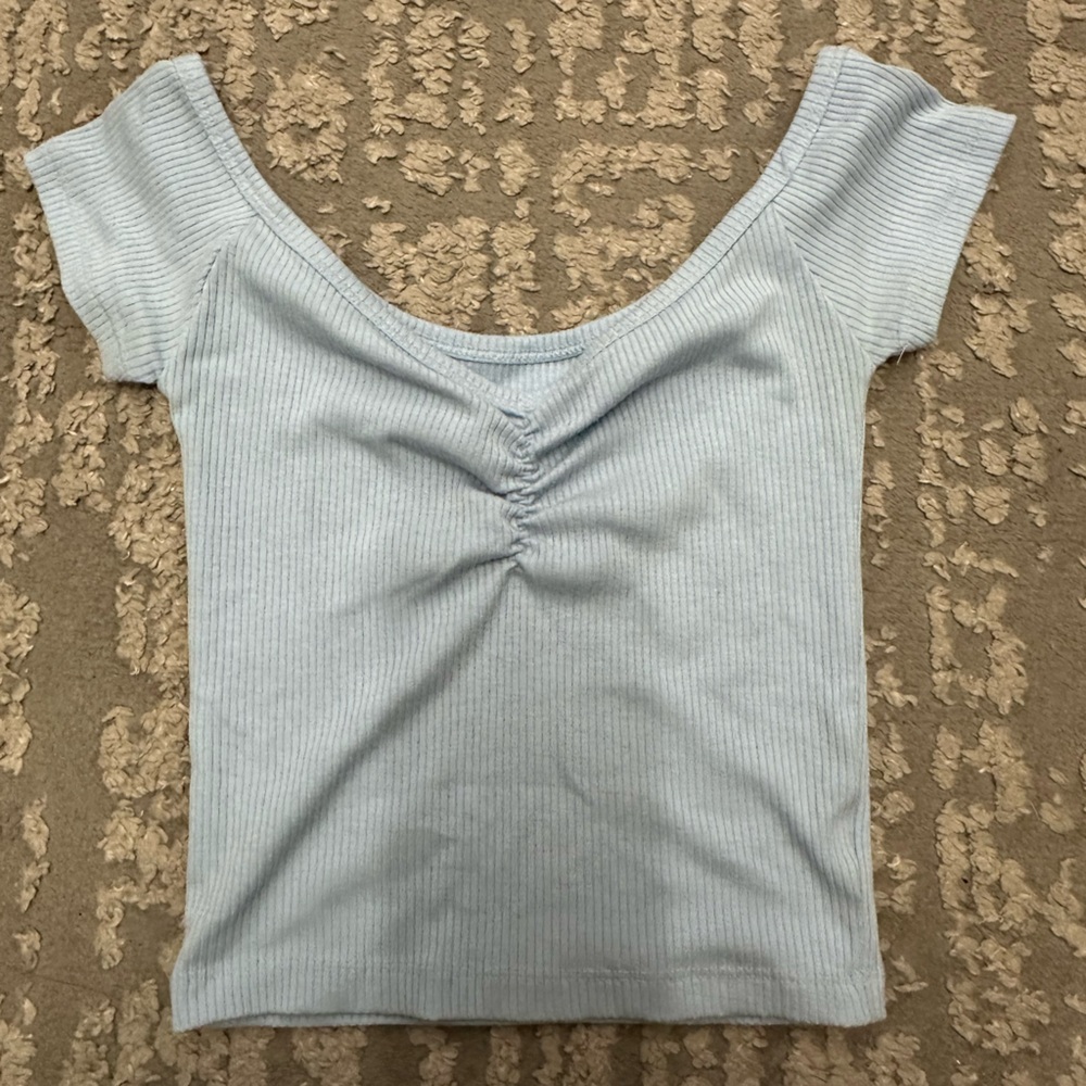 Light Blue Ribbed Women's Top